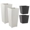 Casafield Set of 2 All-Weather Outdoor Planters with Liners, Tall Tapered Plant Boxes with Flower Pots for Front Porch, Patio, Garden - White